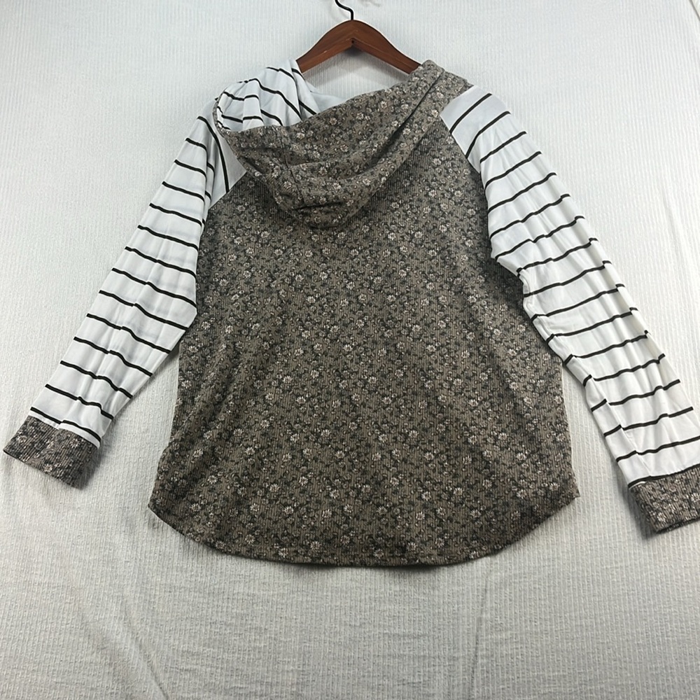 7th Ray Floral Sweatshirt Brown WhiteWomen's Size L - Picture 6 of 8